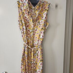 Tommy Hilfiger Yellow and Pink Floral Midi Dress